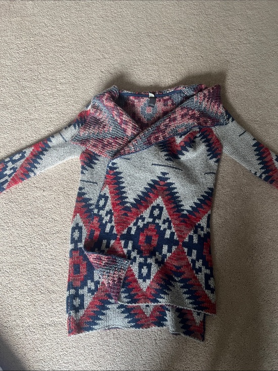 Quinn Sweaters - Aztec cardigan Sweater Tunic - Red, Navy & Gray